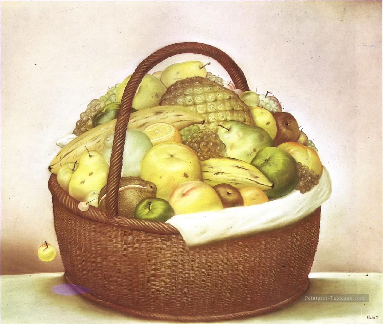 Corbeille de fruits Fernando Botero Peintures à l'huile